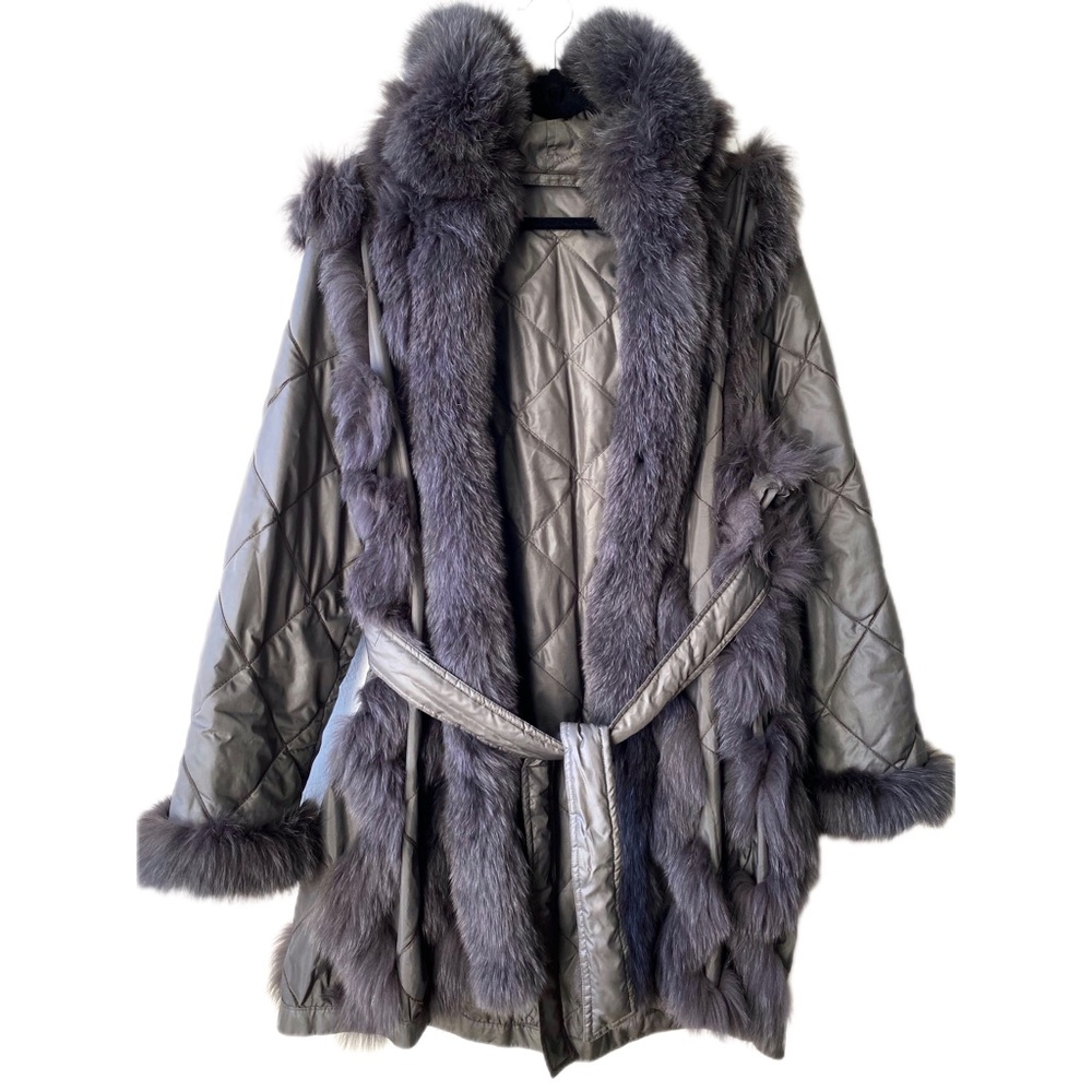 LAST CHANCE SALE!Reversible Etincelle Couture Paris Fox Fur Coat Hood Luxury